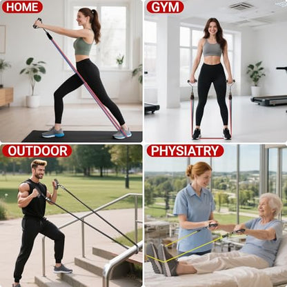 Readaeer Resistance Bands, Exercise Bands for Working Out with Handles | Resistance Bands with Handles, Door Anchor for Home Gym Full Body Strength Training, Muscle Tone, Yoga - size: 10-150LBS