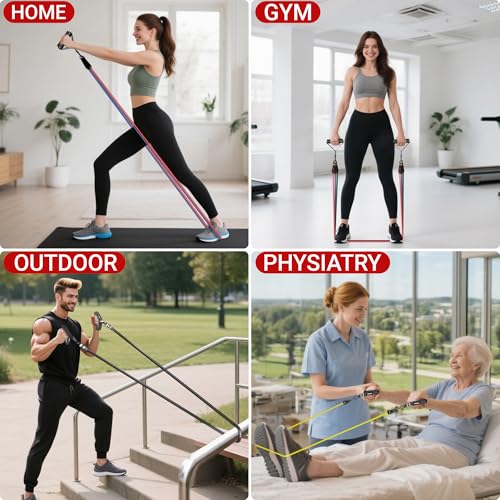 Readaeer Resistance Bands, Exercise Bands for Working Out with Handles | Resistance Bands with Handles, Door Anchor for Home Gym Full Body Strength Training, Muscle Tone, Yoga - size: 25-300LBS