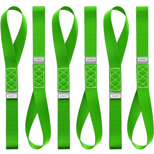AUGO Heavy Duty Soft Loops –Pack of 6-1.5” x 17” Tie Down Anchor Straps for Use w/Ratchet Strap Hooks – 3000Lb Load Capacity & 10,000Lb Break Strength – Great for Motorcycle, Bike, Roof Rack, Etc. - color: Green, size: 17 Inch