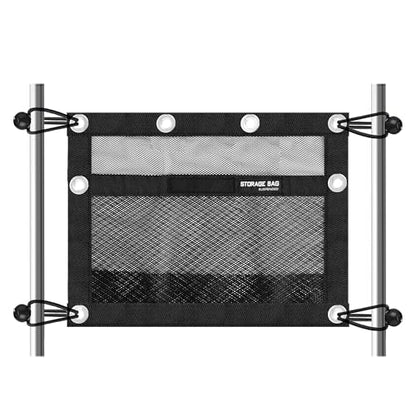 Boat Storage Bag,Polyester Boat Mesh Suspended Storage Bag,Black Boats Storage Mesh Pocket,Boat Seat Storage Bag for Leaning Post with 6 Positioning Elastic Loops. (16" L x 12" W) - size: 16"L x 12"W