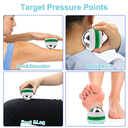 AHIER Cold Massage Roller Ball, Cold Therapy Relief, Free Rolling Removable Gel Ball Deep Tissue Massage Pain Relief, Great Tool for Back/Neck Pain, Muscles Recovery and Inflammation - color: Green White