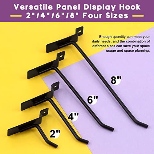 Swpeet 32Pcs 4 Sizes 2" 4" 6" 8" Heavy Duty Slatwall Hooks Assortment Kit, Slatwall Accessories Slatwall Panel Hook Garage Organization Slat Wall Hooks Pegboard Gridwall Hook Display - size: 2 Inch / 4 Inch / 6 Inch / 8 Inch