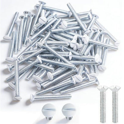 25 pcs 1.2" Wall Plate Screws, White Outlet Screws 6-32 Thread Light Electrical Cover Panel Switch Plate Screws(White） - color: White, size: 1.2"