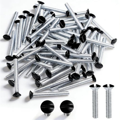 30 pcs 1" Wall Plate Screws, Black Outlet Screws 6-32 Thread Light Electrical Cover Panel Switch Plate Screws(Black） - color: Black, size: 1 Inch