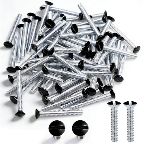 30 pcs 1" Wall Plate Screws, Black Outlet Screws 6-32 Thread Light Electrical Cover Panel Switch Plate Screws(Black） - color: Black, size: 1 Inch