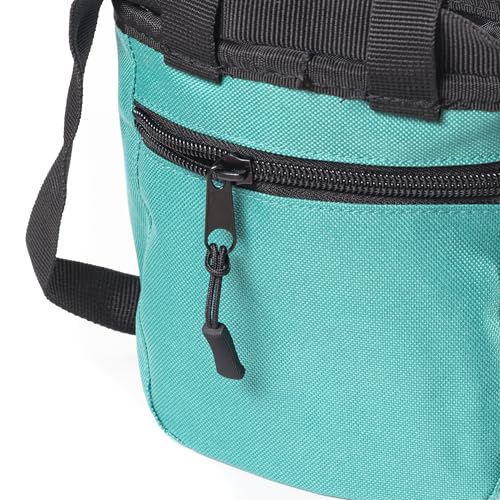 Chalk Bag for Rock Climbing – Chalk Pouch with Zippered Pocket, Brush Holder, Fleece Lining & Drawstring Closure – Turquoise Bag