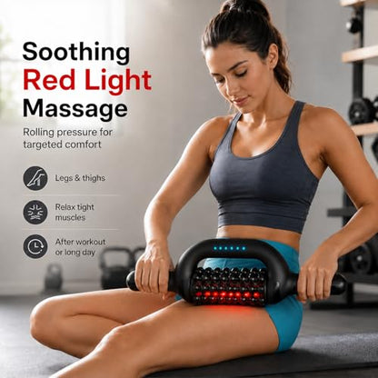 Electric Roller Massager with 630nm Red Light, 4000mAh 6-Speed Body Roller for Lymphatic Massage, Sore Muscle Relief, Cellulite & Lipedema Massage for Legs, Arms, Back, Feet & Full Body