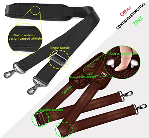 ZINZ Shoulder Strap 58" Ultra-Thick Fixed Padded and Adjustable Buckles Crossbody Strap for Briefcase Laptop Bag Luggage - color: Brown