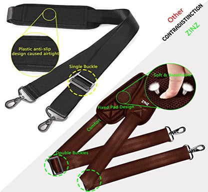 ZINZ Shoulder Strap 58" Ultra-Thick Fixed Padded and Adjustable Buckles Crossbody Strap for Briefcase Laptop Bag Luggage - color: Brown