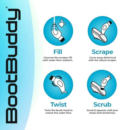 BootBuddy Cleat & Boot Cleaner Brush, Black | For Soccer Cleats, Golf Shoes, Baseball Cleats & Hiking Boots, Removes Mud, Dirt & Stains in Seconds