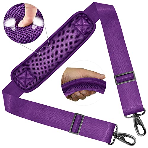 ZINZ Shoulder Strap 58" Ultra-Thick Fixed Padded and Adjustable Buckles Crossbody Strap for Briefcase Laptop Bag Luggage - color: Purple