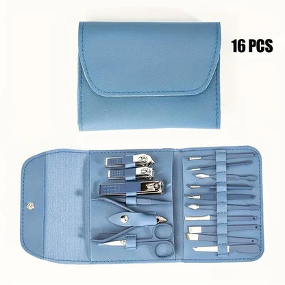 16pcs Nail Clippers Kit, Ultra Sharp Sturdy Fingernail Cutters, Professional Nail Clippers Pedicure Care Tools, Toenail Clipper Cutters for Men and Women Nail Trimmer,Luxury Gold Color,Blue - color: Blue