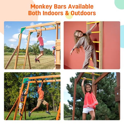 21 Inch Monkey Bars Playground Ladder Rungs for Backyard (12 Pcs, Yellow) | Indoor Outdoor Metal Monkey Bars Kit - color: Yellow