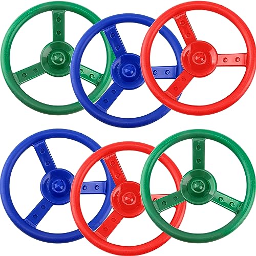6 Pack Playground Steering Wheel Plastic Swingset Ship Wheel Playset Steering Wheel Toys for Kids Playground Playhouse Treehouse Accessories (Color Set 2) - color: Color Set 2