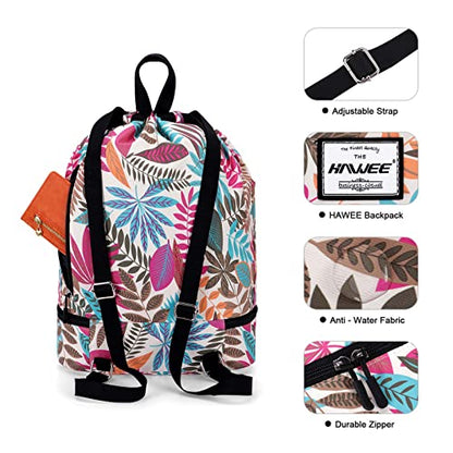 Dry Wet Drawstring Backpack with Shoe Compartment for Women Adjustable Gym Bag - color: Maple Magenta