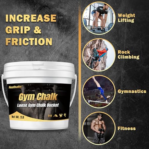 2LB Loose Gym Chalk Bucket, Lifting Chalk, Premium Chalk Powder with Chalk Bag & Spoon for Weightlifting, Gymnastics & Climbing