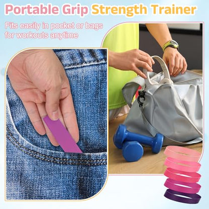 Finger Resistance Bands, Level Finger Grip Strengthener Grip Forearm Thumb Exerciser - color: Pink Series