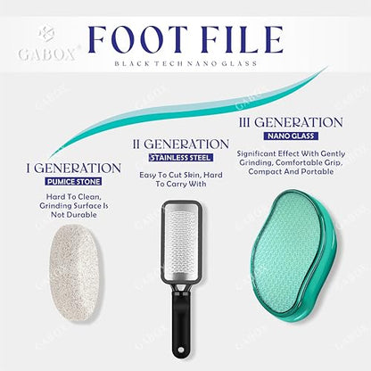 GABOX Nano Glass Pro Foot File, Feet Callus Remover, Dead Skin Exfoliator | Heel & Foot Scrubber, Pedicure SPA Tool for Women & Men, Removedor de Callos en Los Pies, Crystal Green - style: Crystal Green