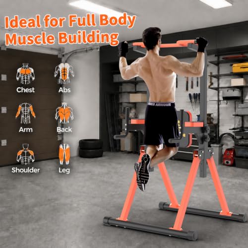 Z ZHICHI Foldable Pull-Up Dip Station Weight Capacity 400LBS - color: black