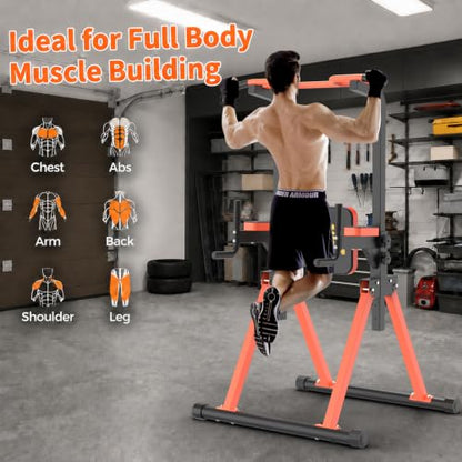 Z ZHICHI Foldable Pull-Up Dip Station Weight Capacity 400LBS - color: black