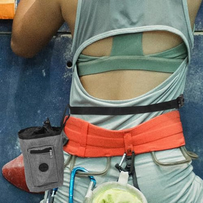 Holibanna Anti-Slip Climbing Chalk Bag with Zipper Storage Pocket for Rock Climbing Mountaineering and Fitness Workouts Oxford Cloth Lightweight Gray Waist Pouch for Outdoor Adventure