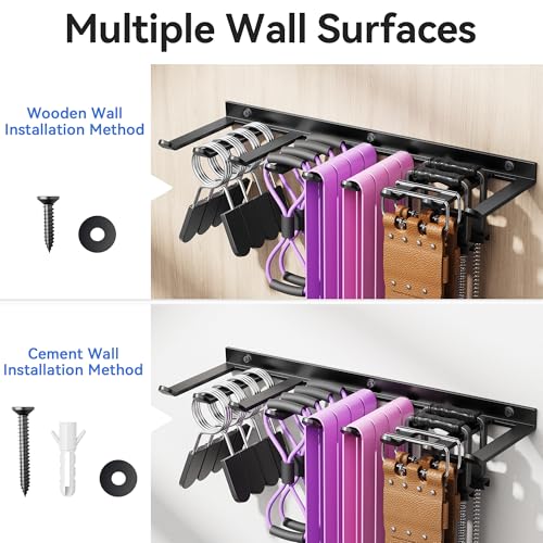 Wall-Mounted Home Gym Equipment Storage Rack for Resistance Bands, Barbell Bars, Cable Attachments, Lifting Belts, Jump Ropes, and Chains - size: Medium