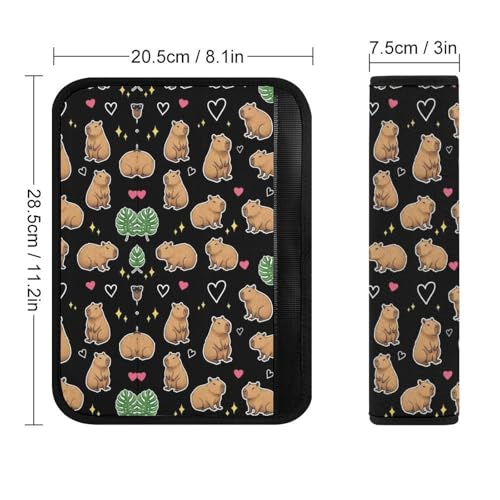 1 Pair Universal Soft and Comfortable Seat Belt Shoulder Pad for Adult Use, Stroller Pushchair High Chair, Cool Capybara Black Neck Strap Covers, Anti-Slip Pad - color: Pattern 637
