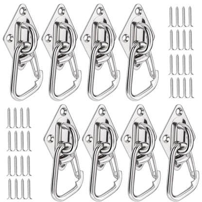Stainless Steel Pad Eye Hook 8PCS M6 Rhombus Ceiling Hooks and Screws for Hanging Hammock, Plants, String Lights, Canopy, DIY, Porch Swing Hanging Kit, Indoor & Outdoor Use Swing Hooks - style: M6 Rhombus pad eye hooks 8PCS
