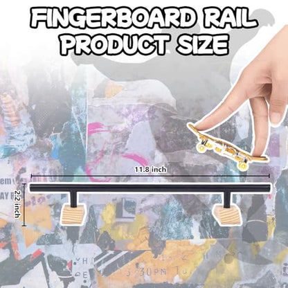 Professional Fingerboard Rail - Durable Aluminum Alloy Material,Finely Polished One-Piece Molding,Equipped with Non-Slip Mat and Stable Textured Wooden Base,Black,Round Rail