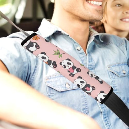 2PCS Cute Panda Leaves Pink Print Car Seat Belt Pad Universal Fit Seat Belt Covers Cushion for Kids, Car Seats Pushchair Strollers High Chair Pushchair, Easy Install (No Tool) - color: Pattern 1065