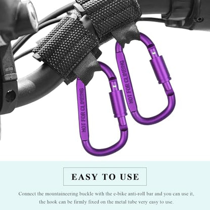 2PCS Hook for Hanging Helmet Goggle Headsets Bags, Heavy Duty Carabiner Clip, Adjustable Strap Hook for Scooter (Purple) - color: Purple