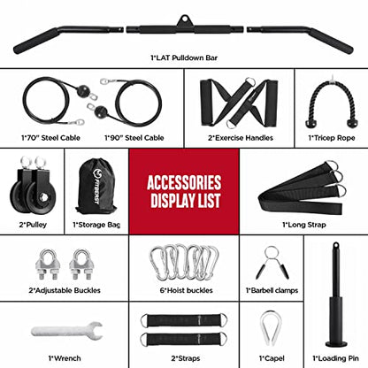 FitBeast Pulley System Gym, Cable Weight Pulley System for Gym LAT Pulldown, Biceps Curl Workout, Ideal Home Gym Equipment for Forearm, Shoulder, Strength Training - style: Set with Multi-functional Bar