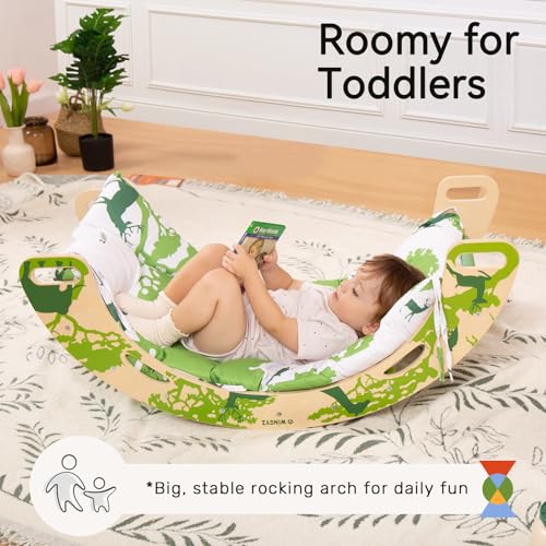 WINGYZ Pikler Triangle Set, Montessori 8-in-1 Foldable Climbing Set | Reversible Animal Slide, Patent-Protected Jungle Gym, Safe 2.35in Gap, ASTM F963 Standards for Toddlers 18M-5Y, Green - color: Green
