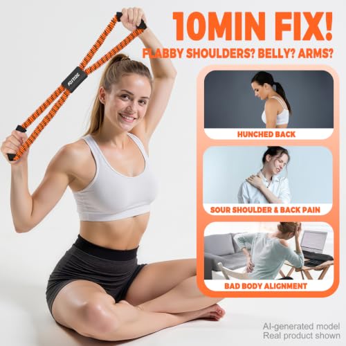 KUTIZE Figure 8 Resistance Bands for Women Men, Exercise Bands with Handles, 8 Shaped Resistance Bands for Back, Arm, Chest & Shoulder Workout, Home Gym Equipment for Yoga, Pilates, Physical Therapy - style: Orange