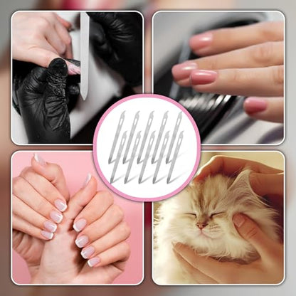 Metal Nail File (10 Pack), 5.5'' Nail Files for Natural Nails Stainless Steel Nail File with Curved Sharp Pointed Tip Sword Fingernail Files Double Sided Manicure Pedicure Toenails Tools