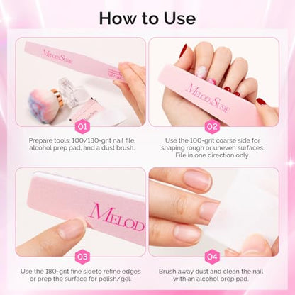 MelodySusie 6Pcs Nail Files 100/180 Grit Emery Boards Set Pink | Double Sided, Acrylic Gel Natural Nails, Professional Manicure Pedicure Shaping Tools, Home and Salon Care - size: 6Pcs Mix Shape