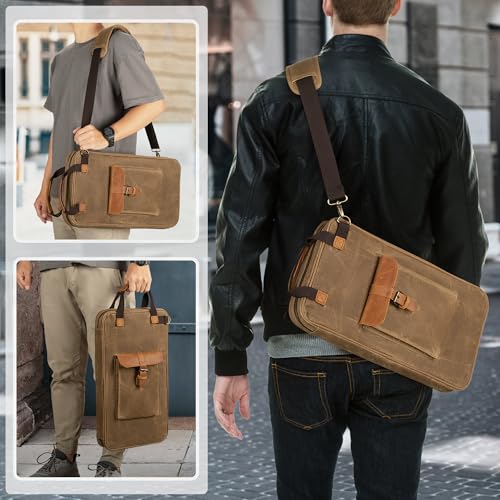 Damero Waxed Canvas Drum Stick Bag with Hanging Hooks and Shoulder Strap | Mallets Percussion Bag with Top Padded Handles, Stick Bag for Drumsticks and Mallets for Drummers, Beginners in Band, Gig