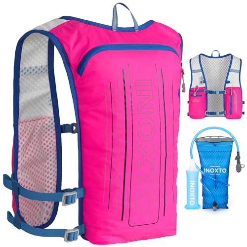 INOXTO Running Hydration Vest Backpack,Lightweight Insulated Pack with 1.5L Water Bladder Bag Daypack for Trail Hiking Running Cycling Race Marathon for Women Men - color: Pink