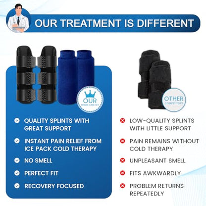 Simplation Trigger Finger Splint and Ice Pack (2+2 Set) for Pain Relief | No More Finger Pain, Arthritis, Injured Mallet Finger, Fits Index, Middle, Thumb, Ring Finger