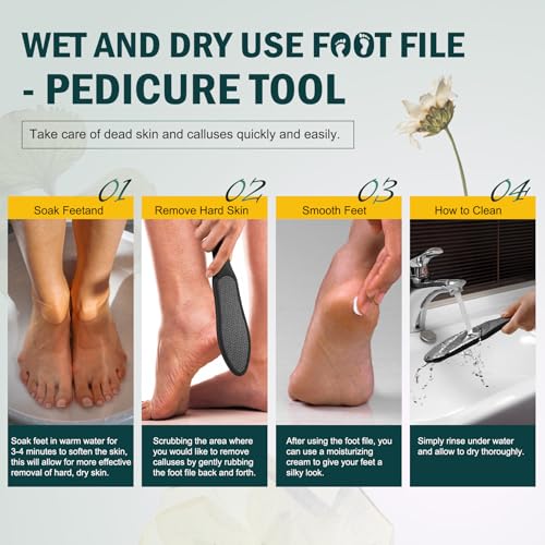 FVION Double-Sided Nano Glass Foot File for Callus Remover - Highly Effective Hard and Dead Skin Remover for Cracked Heels and Dry Skin (Black) - color: Black