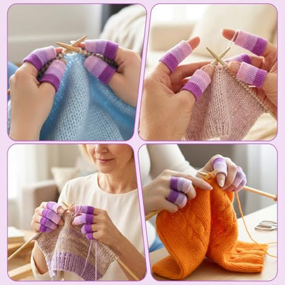 30PCS Crochet Finger Guard, Compression Crochet Finger Sleeves, Elastic Knitting Finger Protector, Breathable Protectors Thumb Splint Brace for Writing, Arthritis Pain Relief, Basketball Sport