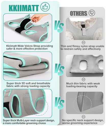 Kkiimatt Dog Grooming Hammock Harness, Small Dog Groming Sling, Gray Dog Hanging Harness for Nail Trimming,Dog Nail Clipping Hanger Restraint Holder - size: XXS (8 LB Max) Silver Grey 4-9in