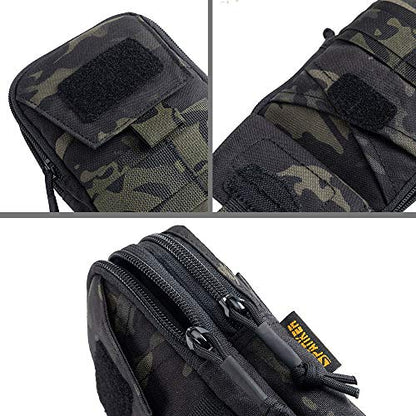 EXCELLENT ELITE SPANKER Tactical Molle EDC Pouch with Cellphone Pouch | Molle admin pouch,molle utility pouch,tool pouch,Organizer Nylon Belt Waist Bag - color: Multicam-Black