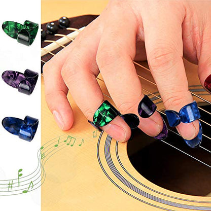 AUGSUN 30pcs Silicone Guitar Finger Guards 5 Sizes Fingertip Protectors | Finger Covers Caps, With picks, For Acoustic Stringed Instruments Players, Sew Embroidery Use, Anti Slip Pain Relief