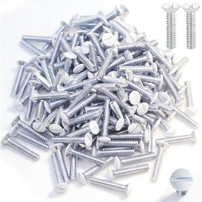 30 pcs 1" Wall Plate Screws, White Outlet Screws 6-32 Thread Light Electrical Cover Panel Switch Plate Screws(White） - color: White, size: 1 Inch
