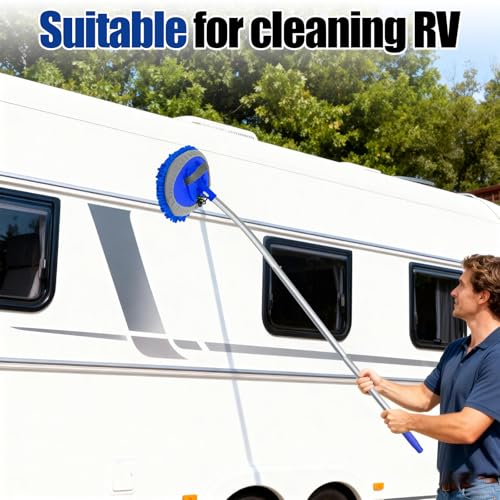 15° Curved Car Wash Brush with Long Handle 43" Extension Cleaning Mop Exterior Interior Carwash Duster 3-Section, 90° Pivoting Extralarge Microfiber Head for Scratch-Free Car, SUV & Truck (Blue) - color: Blue
