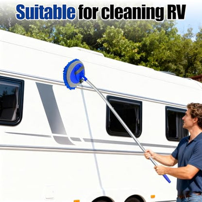 15° Curved Car Wash Brush with Long Handle 43" Extension Cleaning Mop Exterior Interior Carwash Duster 3-Section, 90° Pivoting Extralarge Microfiber Head for Scratch-Free Car, SUV & Truck (Blue) - color: Blue