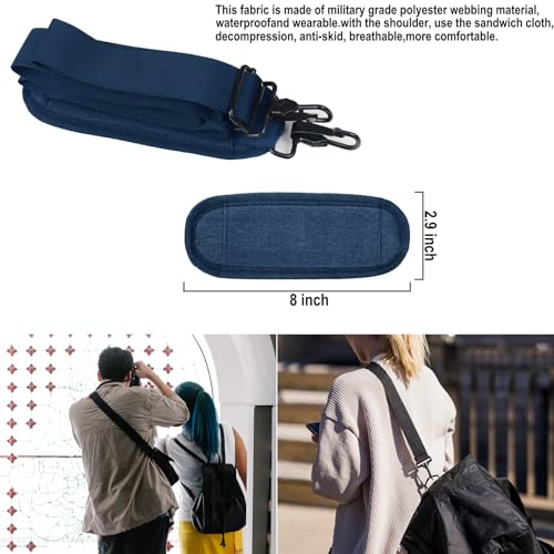 Shoulder Strap 56 inch, Universal Adjustable Thick Soft Duffel Bag Shoulder Strap Replacement Comfortable Belt with Metal Swivel Hooks for Laptop Messenger Bag, Briefcase, Shoulder Bag, Deep Blue - color: Deepblue