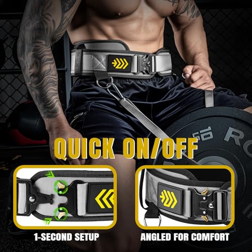 MANUEKLEAR 2-in-1 Weightlifting Belt & Dip Belt with 36.7 IN Rope, Double-Layer Weight Lifting Belts, Powerlifting Gym Weighted Belt for Pull Up Squat - color: Sleek Grey, size: M(30-33in)