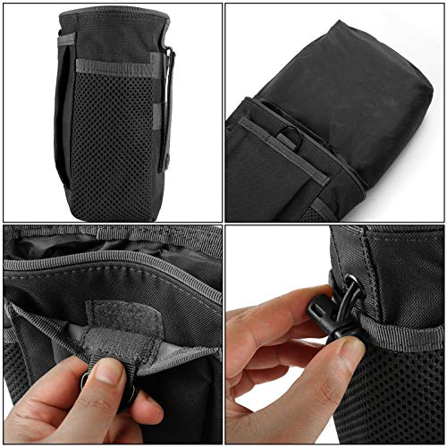 FRTKK Tactical Molle Drawstring Magazine Dump Pouch Outdoor Ammo Pouch, Adjustable Military Utility Belt Fanny Hip Holster Bag - color: 2 Pack-Black